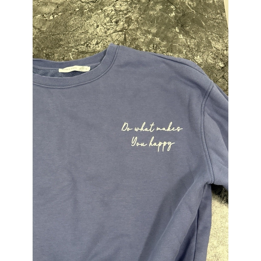 Altar'd State Do What Makes You Happy Fleece Lined Oversized Sweatshirt Purple L - Picture 4 of 11